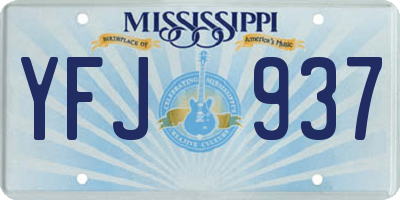 MS license plate YFJ937