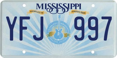 MS license plate YFJ997