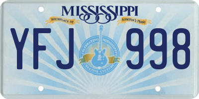 MS license plate YFJ998