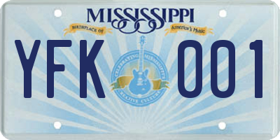 MS license plate YFK001