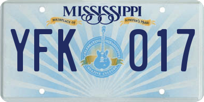 MS license plate YFK017