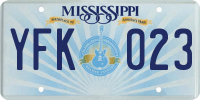 MS license plate YFK023