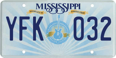MS license plate YFK032