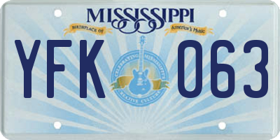 MS license plate YFK063