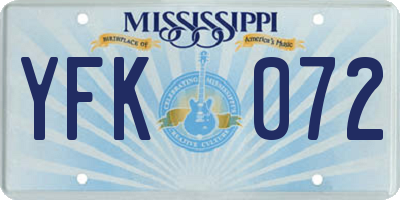 MS license plate YFK072