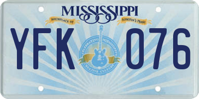 MS license plate YFK076