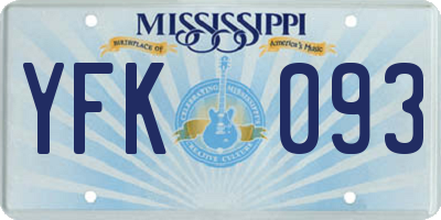 MS license plate YFK093