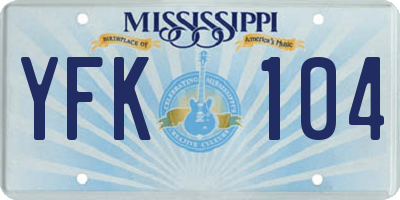 MS license plate YFK104