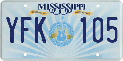 MS license plate YFK105