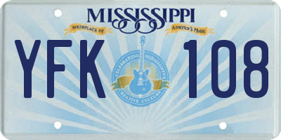 MS license plate YFK108