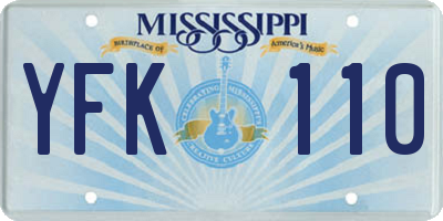 MS license plate YFK110