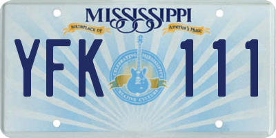 MS license plate YFK111