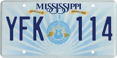 MS license plate YFK114
