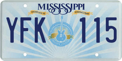MS license plate YFK115