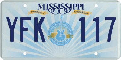 MS license plate YFK117