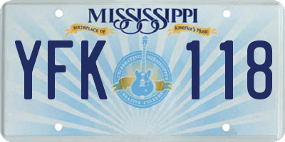 MS license plate YFK118