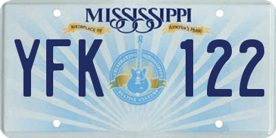MS license plate YFK122