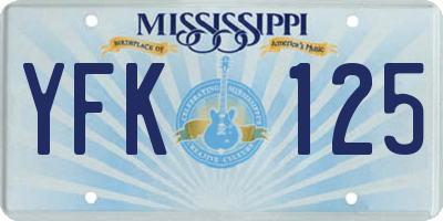 MS license plate YFK125