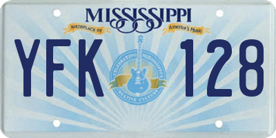 MS license plate YFK128