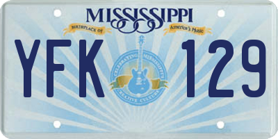 MS license plate YFK129