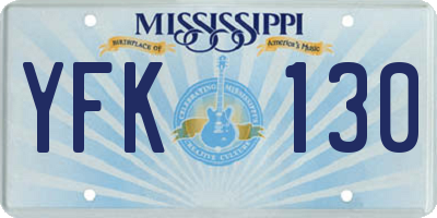 MS license plate YFK130