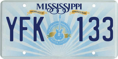 MS license plate YFK133