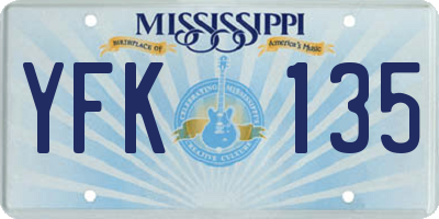 MS license plate YFK135