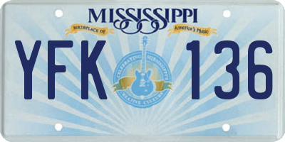 MS license plate YFK136