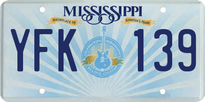 MS license plate YFK139