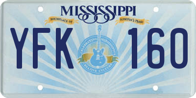 MS license plate YFK160