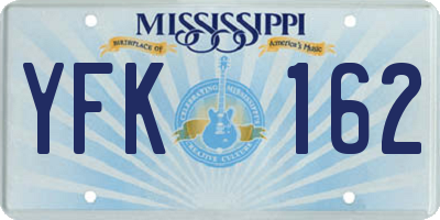 MS license plate YFK162