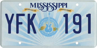 MS license plate YFK191