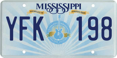 MS license plate YFK198