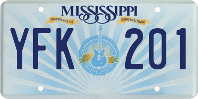 MS license plate YFK201