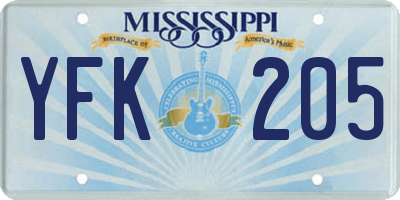 MS license plate YFK205