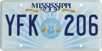 MS license plate YFK206