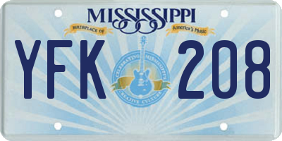 MS license plate YFK208