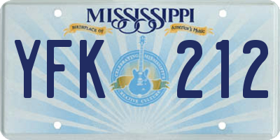MS license plate YFK212