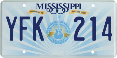 MS license plate YFK214