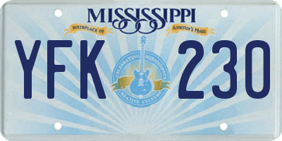 MS license plate YFK230