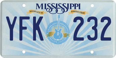 MS license plate YFK232
