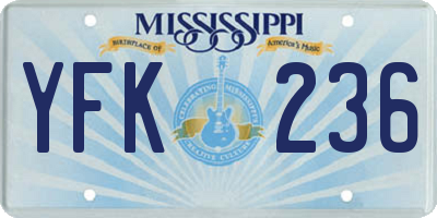 MS license plate YFK236