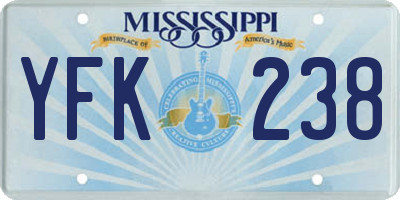 MS license plate YFK238