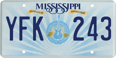 MS license plate YFK243