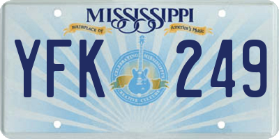 MS license plate YFK249