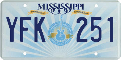 MS license plate YFK251