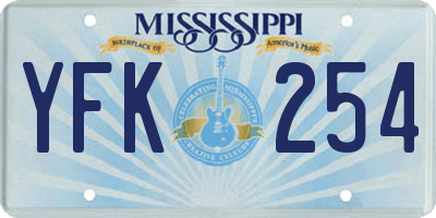 MS license plate YFK254