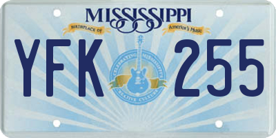 MS license plate YFK255