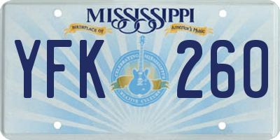 MS license plate YFK260