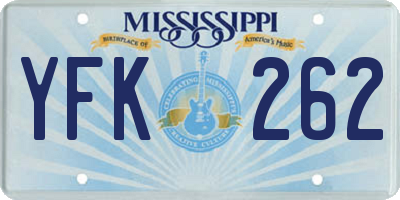 MS license plate YFK262